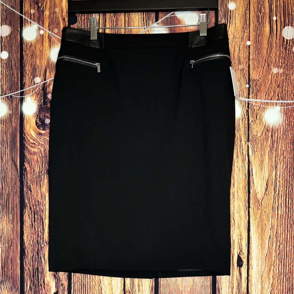 Calvin Klein Black Pencil Skirt with Zipper Accents